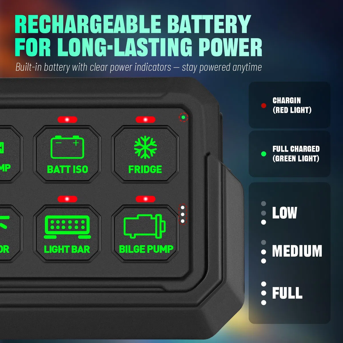 Chelhead - Panel de conmutación inalámbrico de 8 bandas, control de hasta 81 m, caja de relé de control panel de conmutación multifunción 4 modos de iluminación, compatible con vehículos marinos