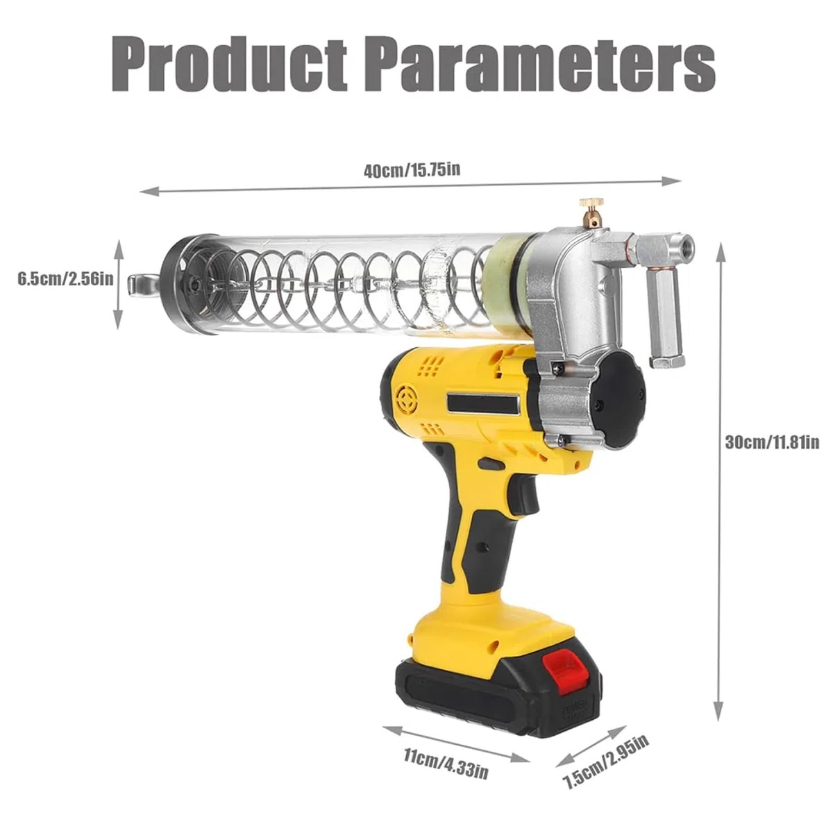 Pistola de grasa de alta presión, eléctrica sin escobillas, 6000-7000 PSI, manguera de 30 cm, mango cómodo, luz LED integrada para aplicaciones industriales y de bricolaje