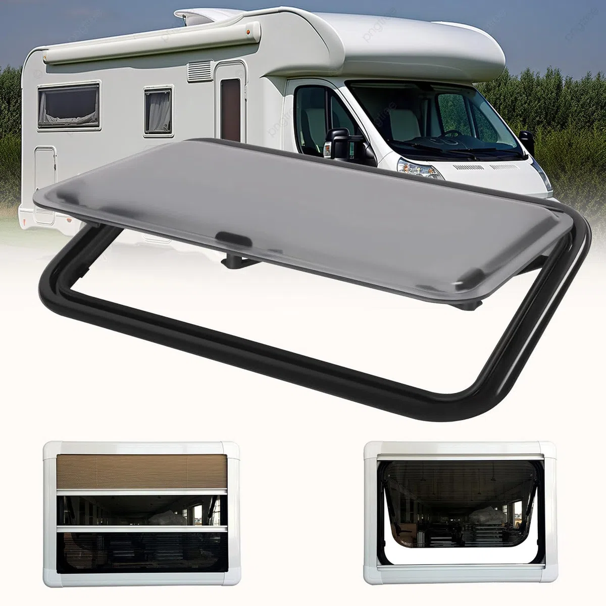Ventana con bisagras, Ventana Lateral, Ventana para Autocaravana, Ventana Plegable para RV, Ventana de Empuje Externa con persiana Enrollable integrada y mosquitera para Caravana, Furgoneta,
