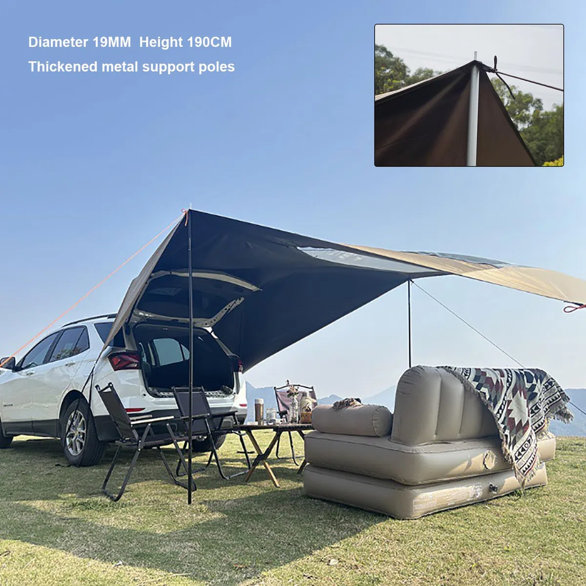 Grande Toldo Furgoneta Camper, 4.8x2.8m, Tienda de Camping Lateral Exterior, Toldos de Coches para Acampar, Toldo Universal Impermeable para Autocaravana, Caravana, SUV, Pesca, Picnic
