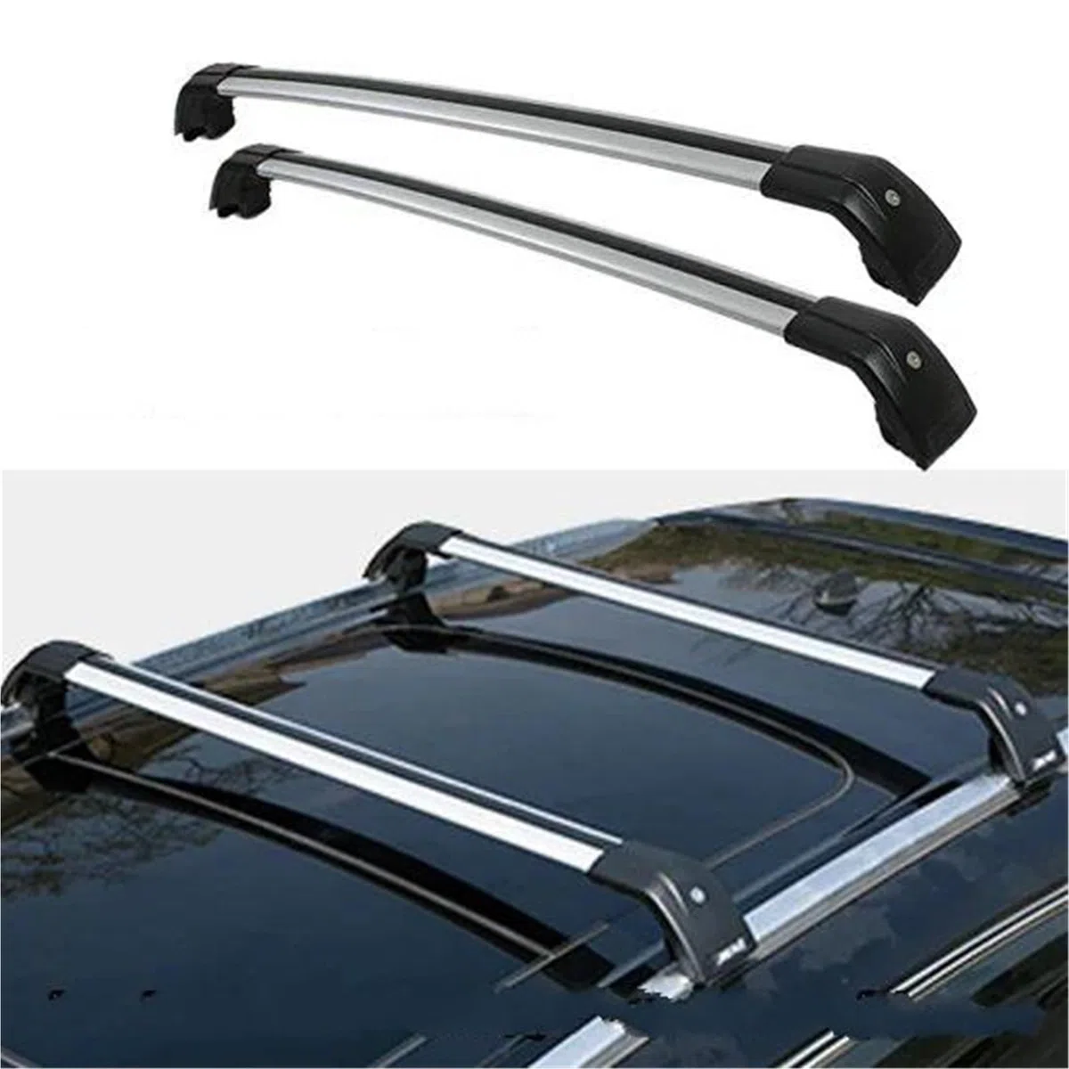 Barras Portaequipajes Barras De Techo Rieles Transversales para Benz para Clase C (S205) 5-dr para Estate 2015-2019 Laterales Aleación Aluminio Portaequipajes(Sliver and Black)