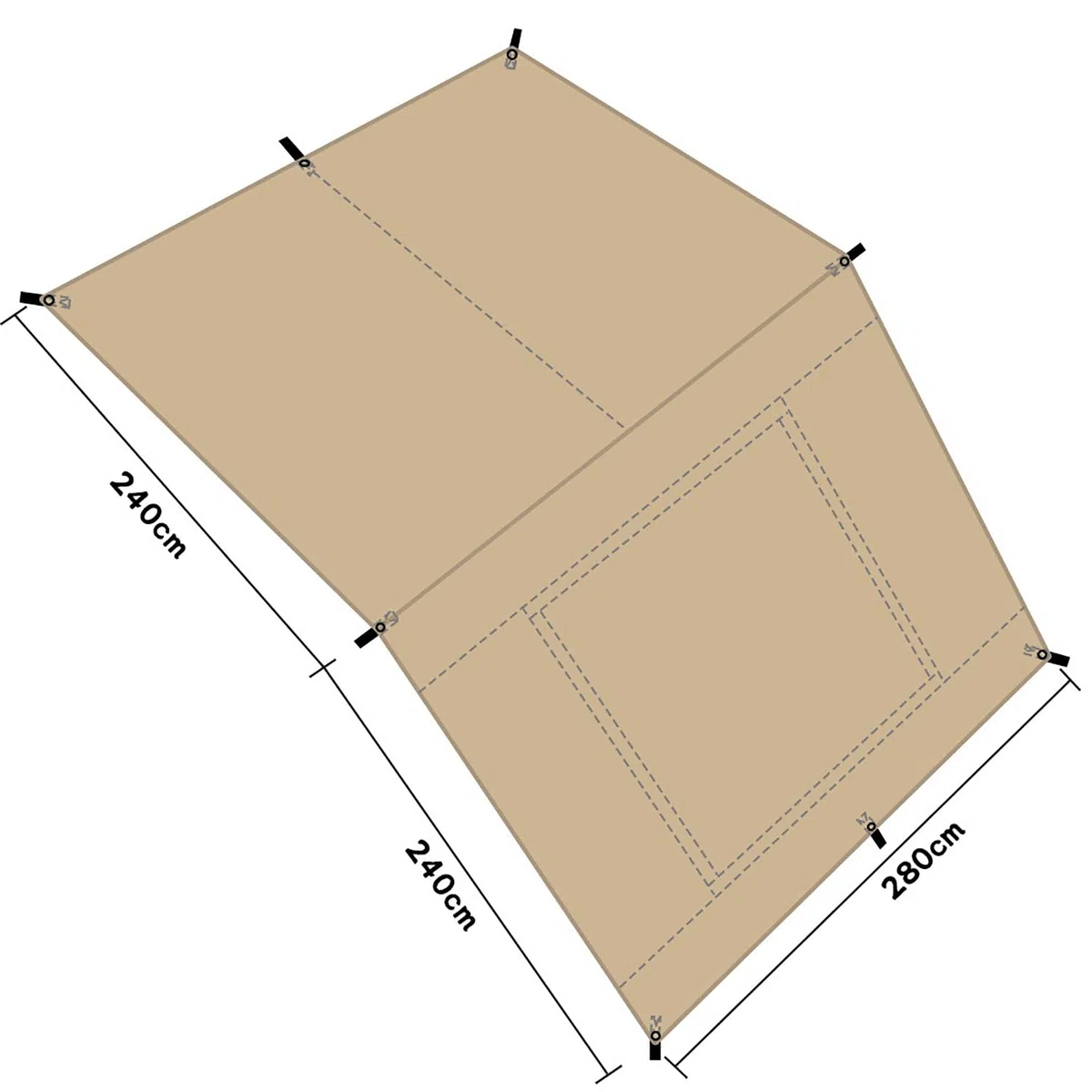 Grande Toldo Furgoneta Camper, 4.8x2.8m, Tienda de Camping Lateral Exterior, Toldos de Coches para Acampar, Toldo Universal Impermeable para Autocaravana, Caravana, SUV, Pesca, Picnic