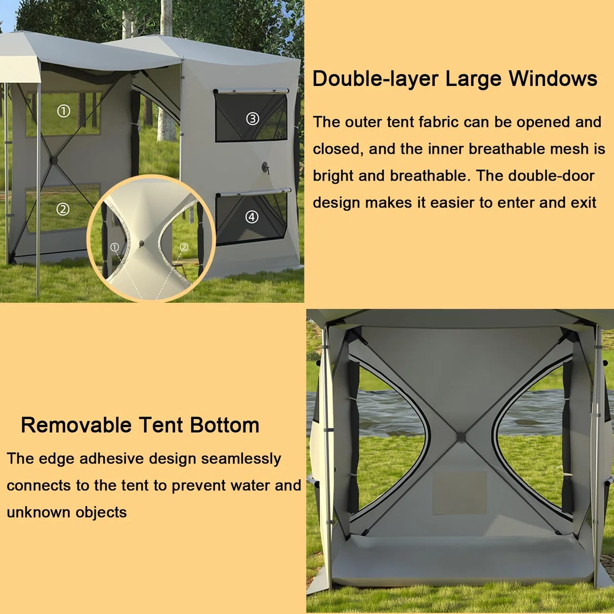 Toldo Furgoneta Camper 450D Tela Oxford PU200Omm RUV50+, Toldos para Caravanas Protector Solar y Resistente a la Lluvia, Diseño Desmontable y Ventanas Grandes de Doble Capa(Green)