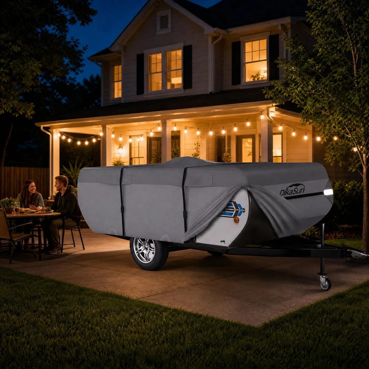 Cubierta plegable para remolque de caravana, 6 capas iguales, transpirable, resistente a los rayos UV, resistente al viento, impermeable, con accesorios de caravana, parches adhesivos de