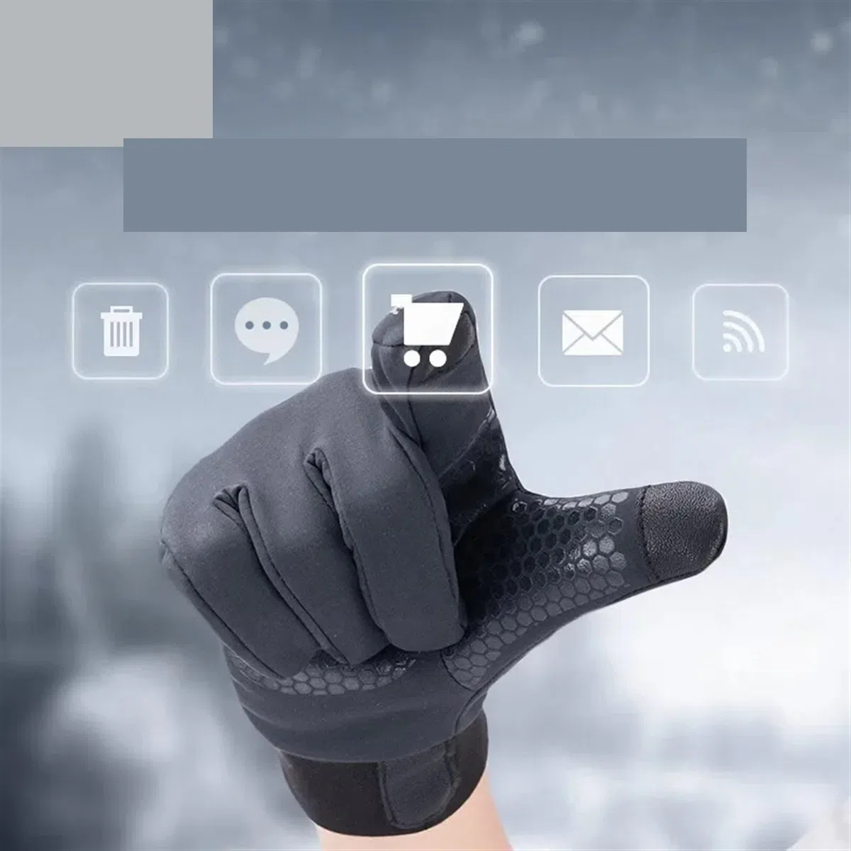 Guantes de Ciclismo Invierno, Guantes Deportivos, Antideslizantes, Mantienen el Calor, Dedo Completo for, Camping, Bicicleta, Senderismo, esquí para Conducir