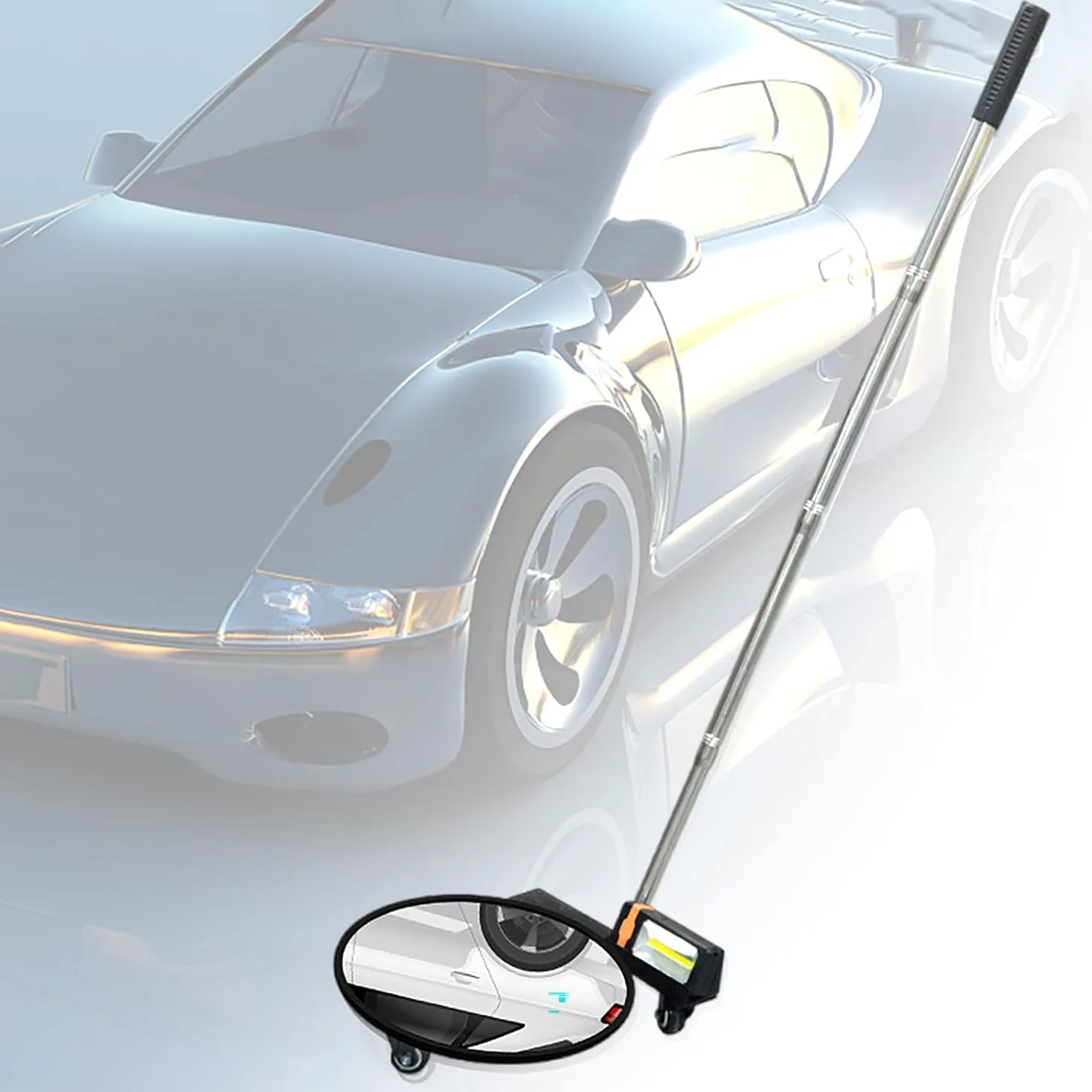 Espejo de inspección para Coche, retráctil, para Techo, 30 cm de diámetro, Reflector Convexo, para la Parte Inferior del vehículo.