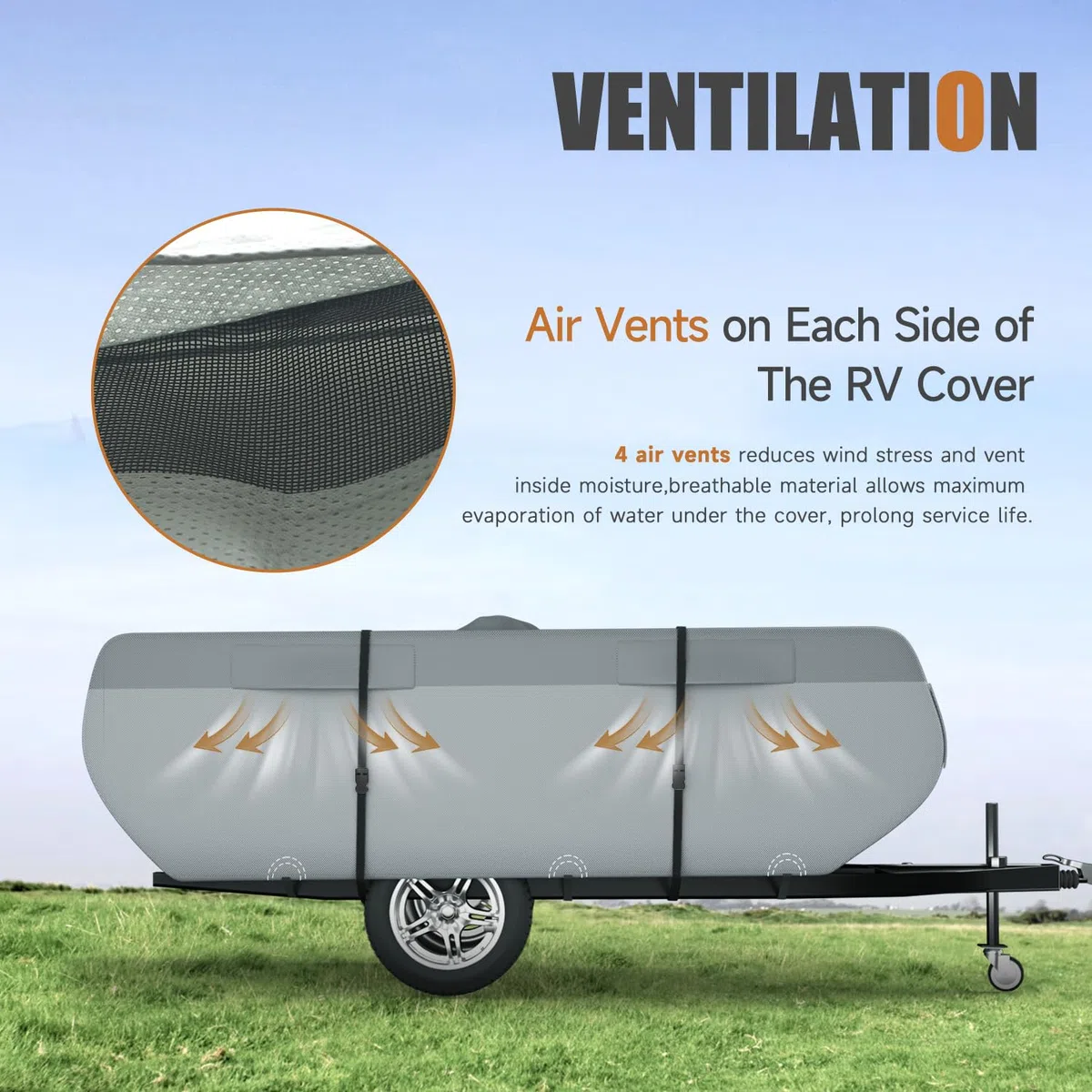 Cubierta plegable para remolque de caravana, 6 capas iguales, transpirable, resistente a los rayos UV, resistente al viento, impermeable, con accesorios de caravana, parches adhesivos de