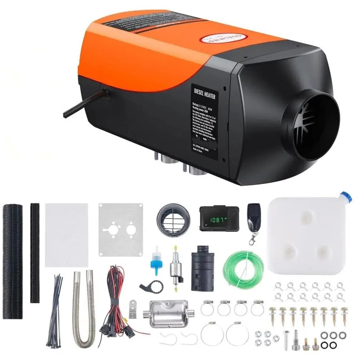 Calefactor de Aire diésel Calefacción diésel 12 V 2 kW Camping Calefactor de Camping Aparcamiento Consumo 0,12-0,26 l/h Calefactor de Aire Calefacción Aparcamiento