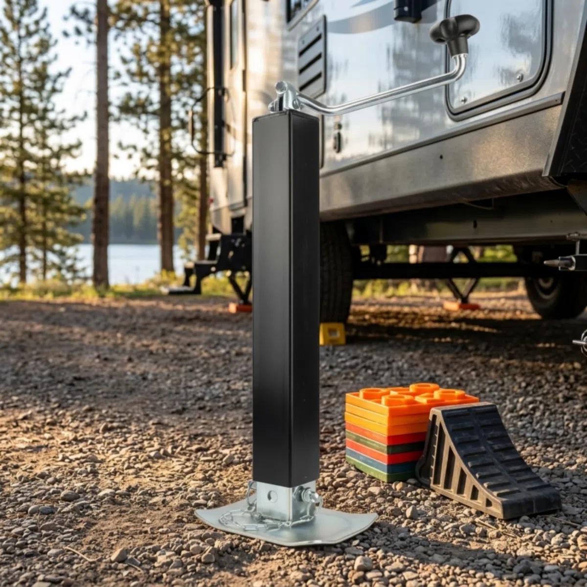 MagiDeal Gato de Remolque Pesado te Pata Elevador con Manual Base 200x150 Mm y Tubo Exterior Negro A Reforzado Altura Regulable 630-1350 Mm Capacidad, Style to 2