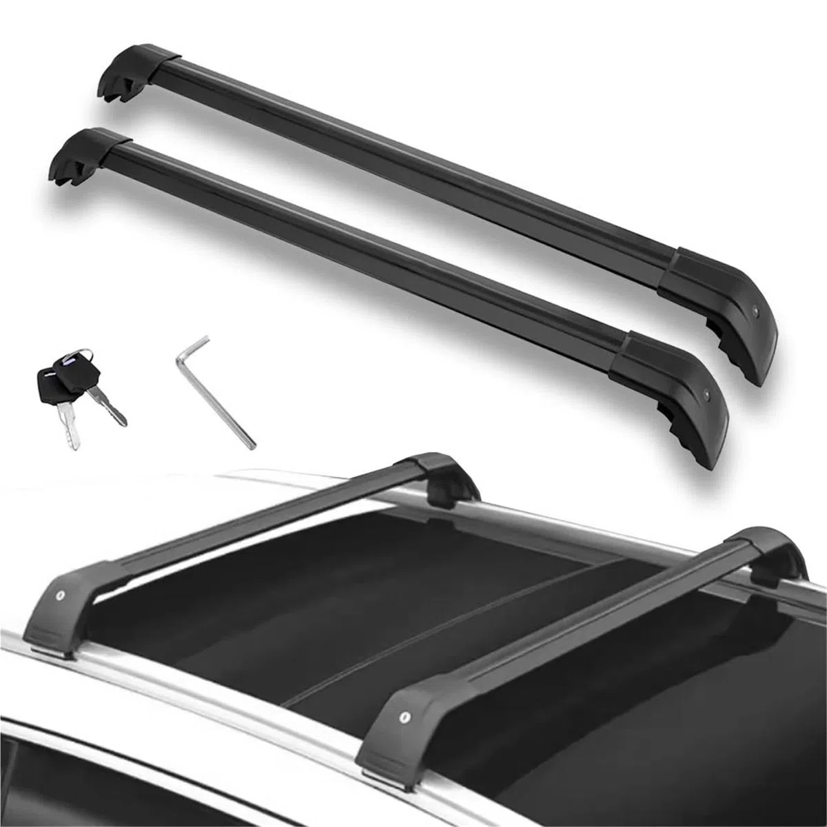 Barras Portaequipajes para VW para ID.4 2020-2025 Barras Transversales Raíles De Baca para Techo Aleación Aluminio Bloqueable(Negro)