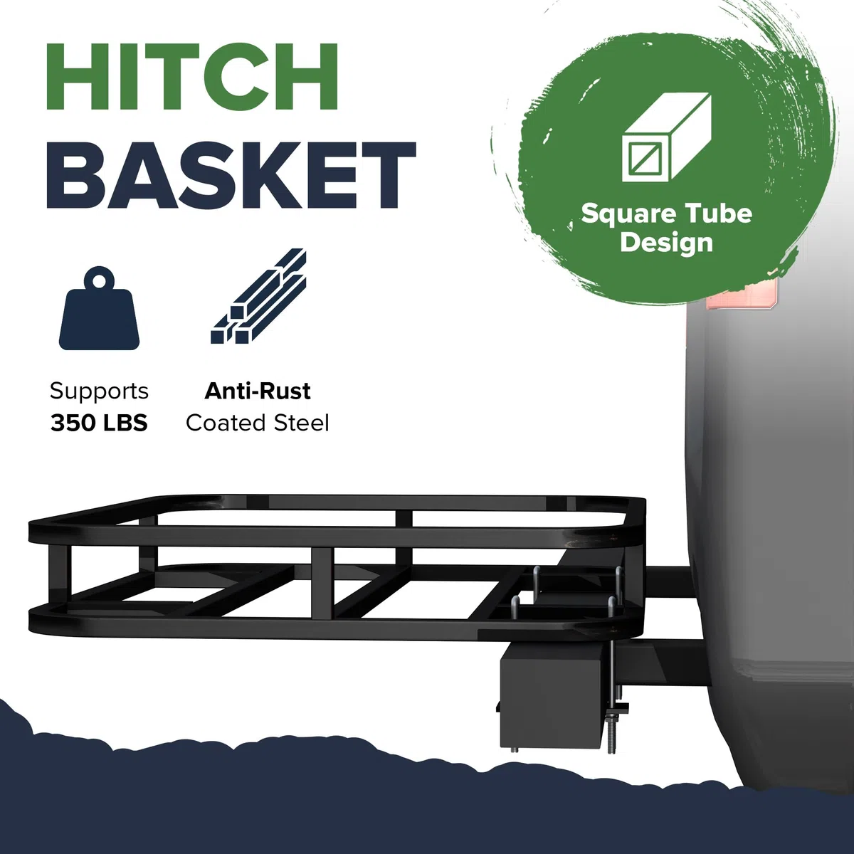 ARKSEN Cesta de equipaje resistente de 32 x 26 pulgadas con red, almacenamiento para RV, camping, viajes, capacidad de 350 libras, color negro