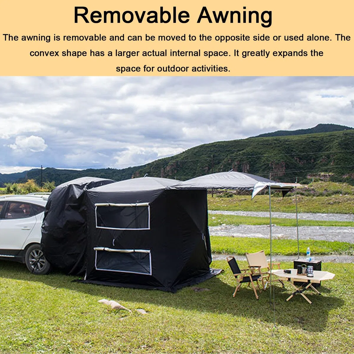 Toldo Furgoneta Camper 450D Tela Oxford PU200Omm RUV50+, Toldos para Caravanas Protector Solar y Resistente a la Lluvia, Diseño Desmontable y Ventanas Grandes de Doble Capa(Green)