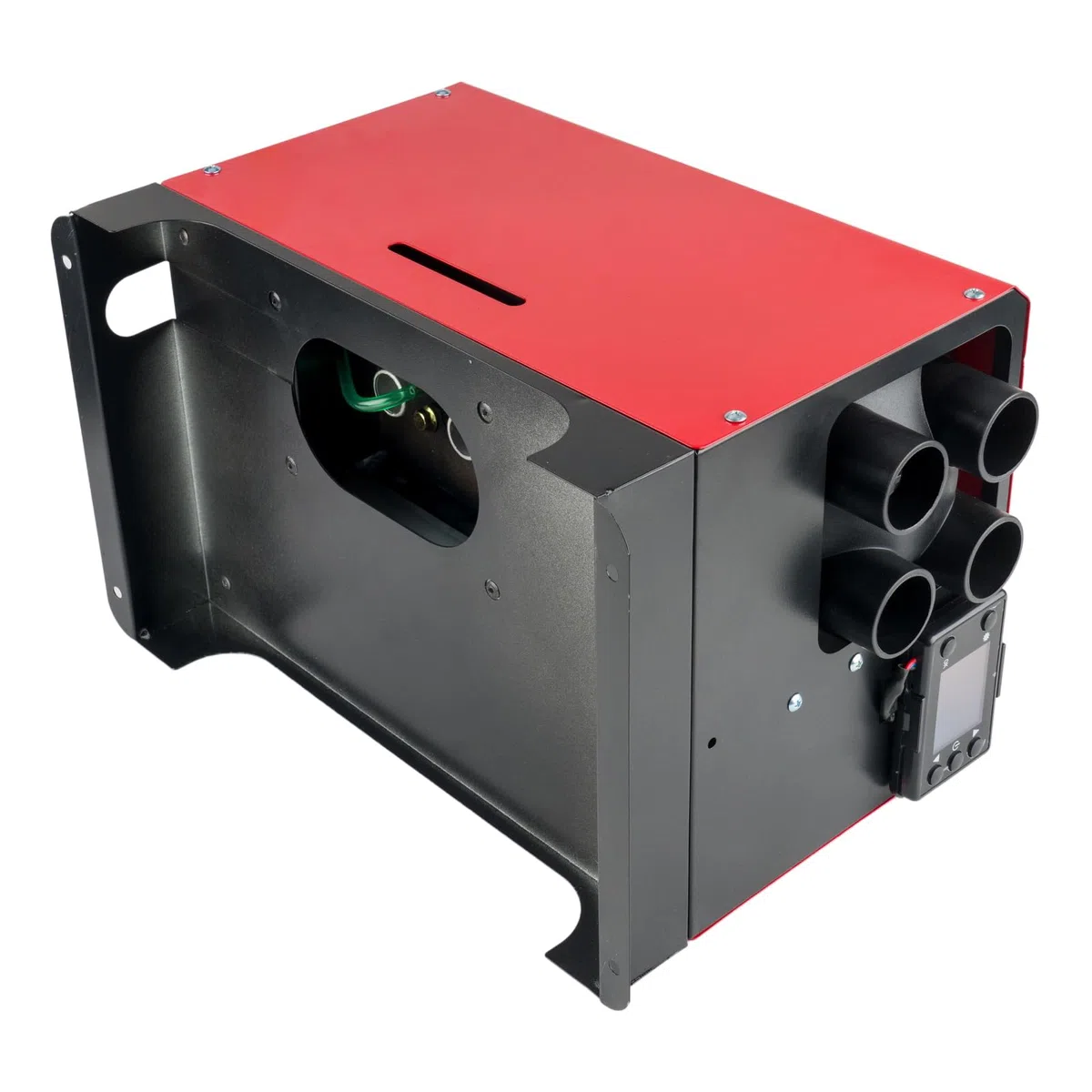 Calefactor de estacionamiento rápido todo en uno de 12 V y 5 kW con 4 orificios, control remoto y monitor digital para camiones, barcos, autocaravanas, remolques, turismos y furgonetas camper (rojo