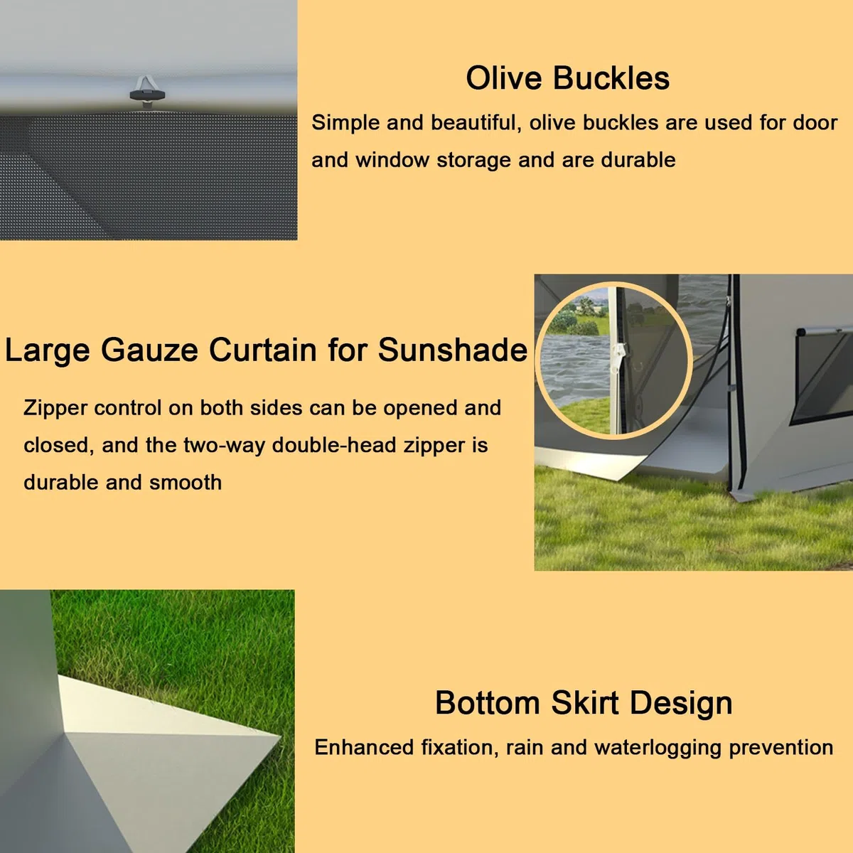 Toldo Furgoneta Camper 450D Tela Oxford PU200Omm RUV50+, Toldos para Caravanas Protector Solar y Resistente a la Lluvia, Diseño Desmontable y Ventanas Grandes de Doble Capa(Green)
