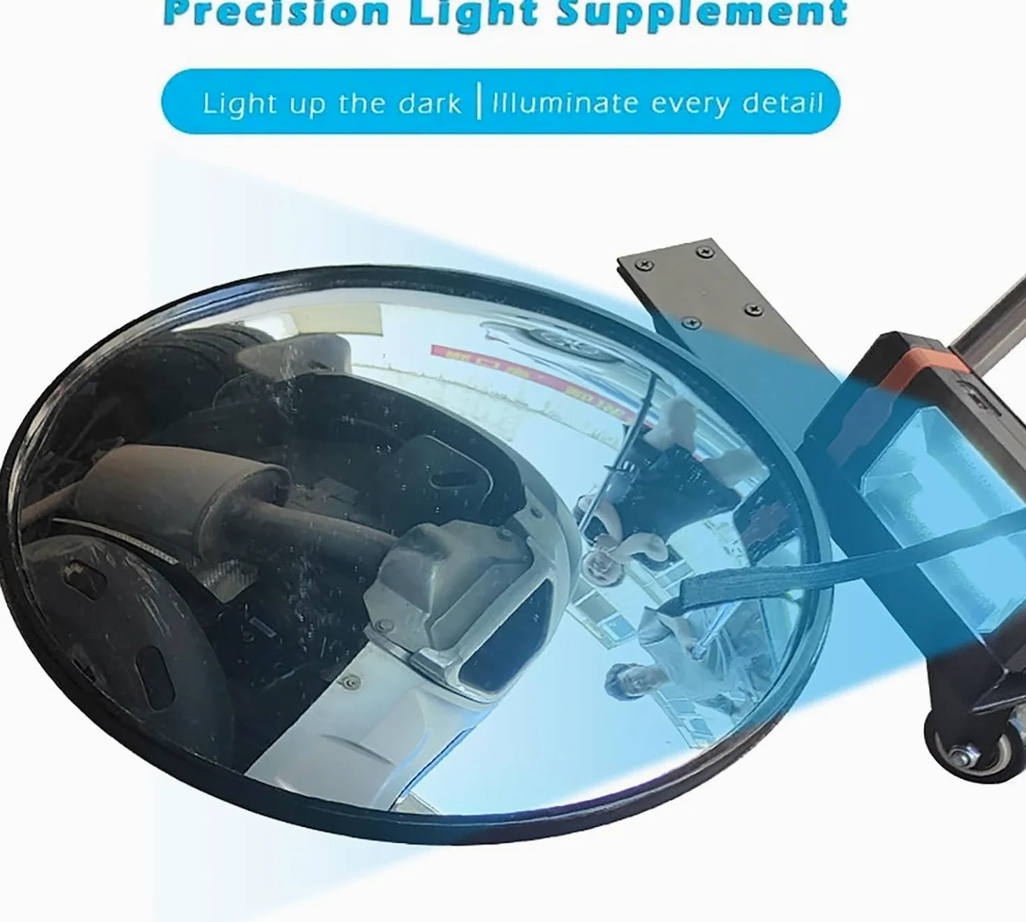Espejo de inspección para Coche, retráctil, para Techo, 30 cm de diámetro, Reflector Convexo, para la Parte Inferior del vehículo.
