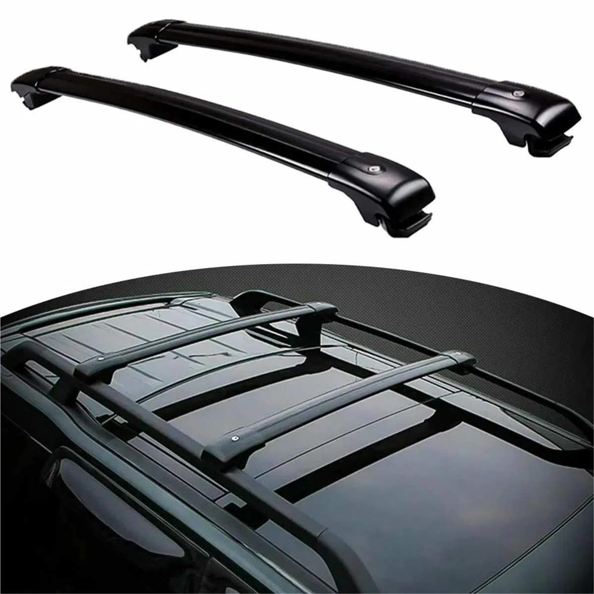 Barras Portaequipajes Barra Transversal Raíles De Baca para Range para Rover para Freelander 2 LR2 2007-2015 Ajustable Barras Carga Bloqueables Plata Negro(Plata)