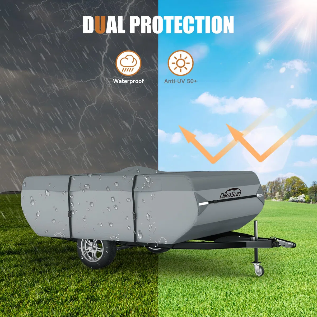 Cubierta plegable para remolque de caravana, 6 capas iguales, transpirable, resistente a los rayos UV, resistente al viento, impermeable, con accesorios de caravana, parches adhesivos de